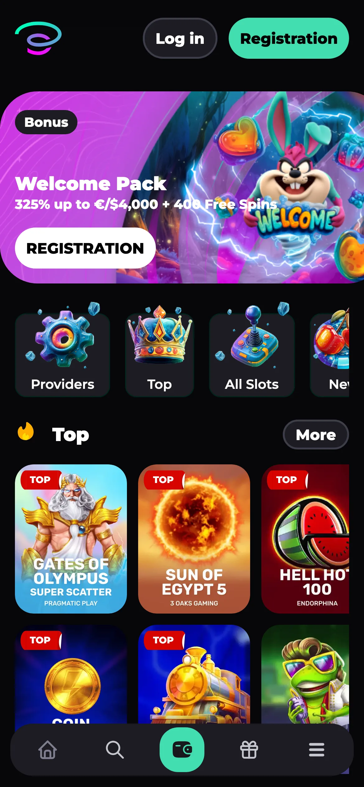 Slotornado mobile lobby screenshot